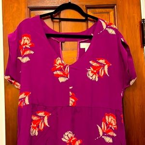 Moulinette Soeurs magenta pink silk floral dress